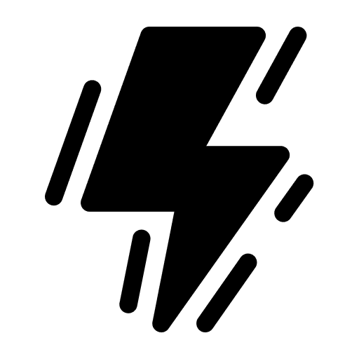 Solid bolt silhouette used as a icon to represent animation services.